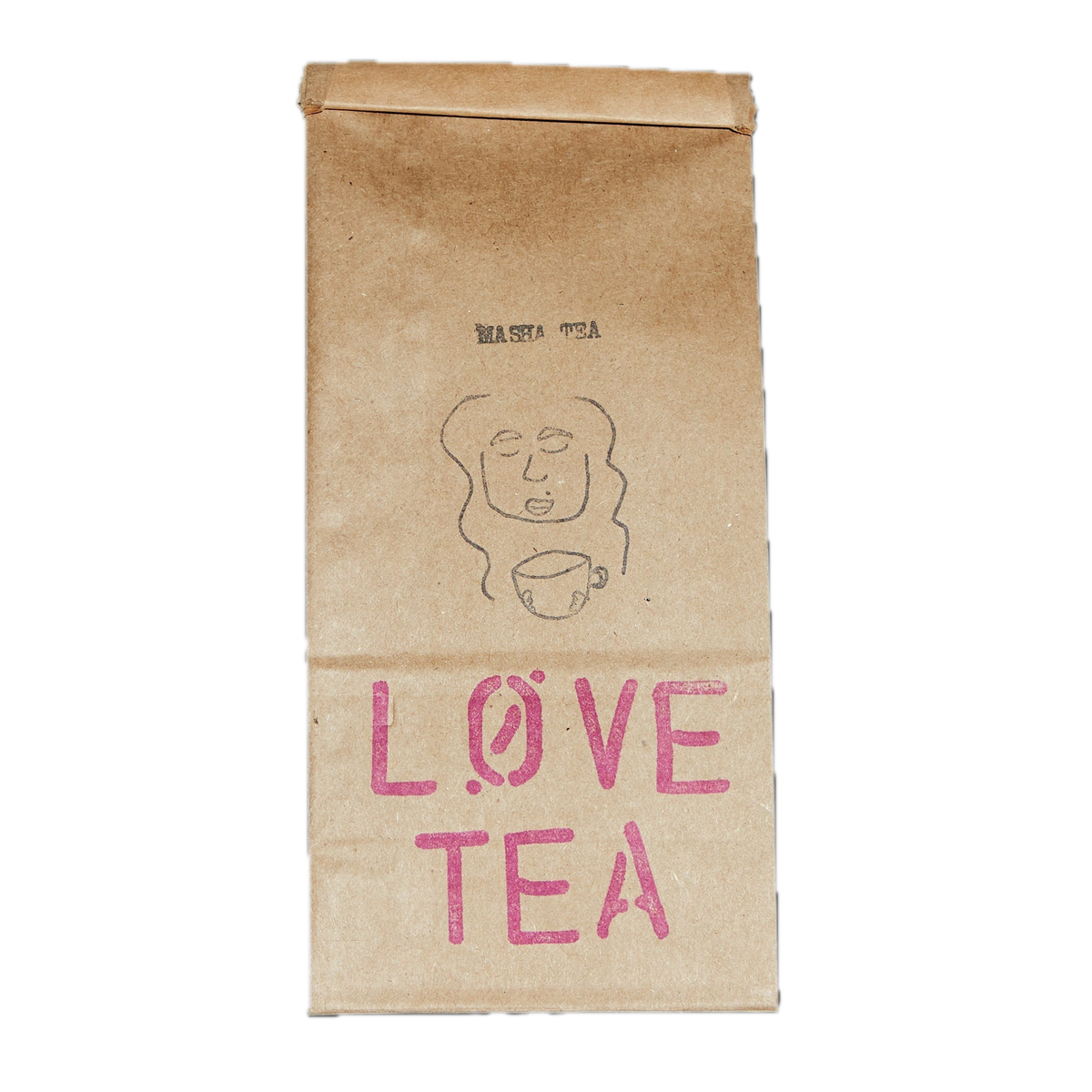 Masha Tea’s Love: minimalist brown paper bag—perfect for fans of Masha Tea.