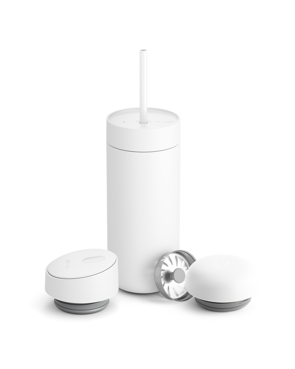 Minimalist white Fellow tumbler with 3-in-1 lid, perfect for coffee lovers and gifting.